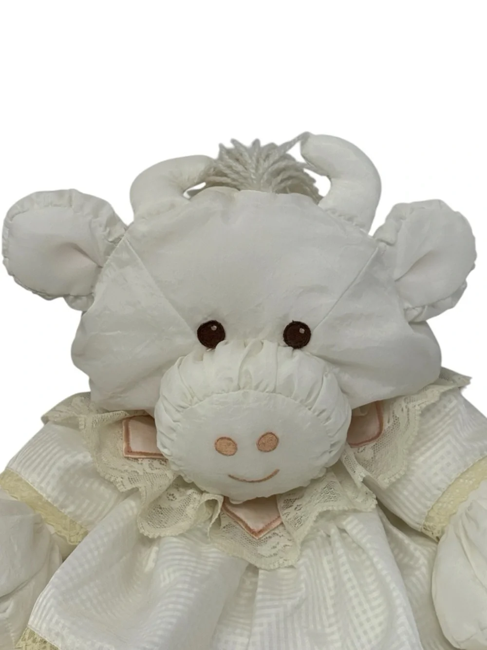 Vintage 1986 Fisher Price PUFFALUMPS White Cow with Lace Dress 15